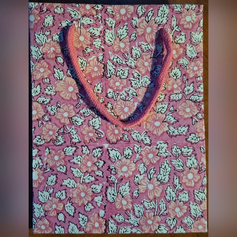 Pink Floral Paper Fabric Gift Bag 2 Available Price Listed Is For One